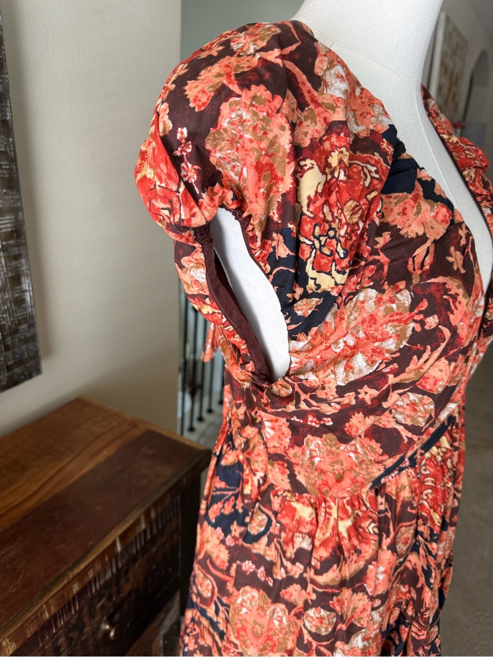 Anthropologie Printed V-Neck BabyDoll Dress - size 8 - Picture 9 of 14